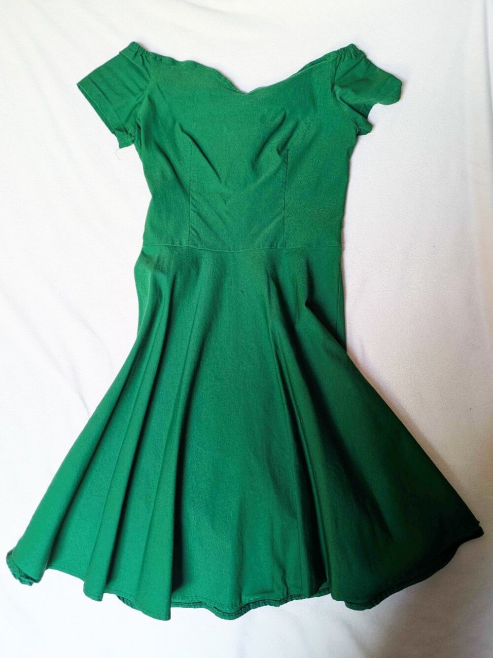 Green Fit and Flare Off the Shoulder Grace Karin Dress - Picture 5 of 6